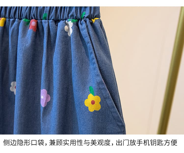 도파민 파란색 데님 반바지 여성 여름 얇은 스타일 새로운 빅 사이즈 허리밴드 패션 연령 감소 프릴 바지 상세 이미지 10