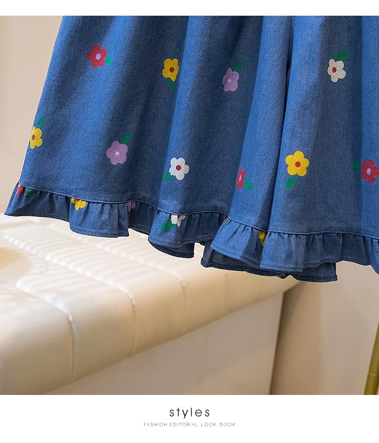 도파민 파란색 데님 반바지 여성 여름 얇은 스타일 새로운 빅 사이즈 허리밴드 패션 연령 감소 프릴 바지 상세 이미지 21