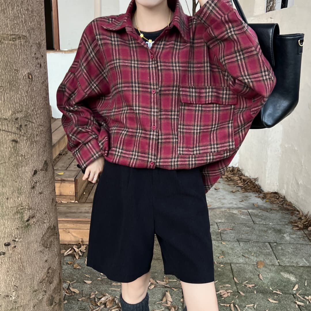 한국 스타일 가을 디자인 센스 캐주얼 격자 무늬 셔츠 빅 포켓 하라주쿠 스타일 루즈핏 게으른 캐주얼 맨위 여성 재킷 트렌디 상세 이미지 12