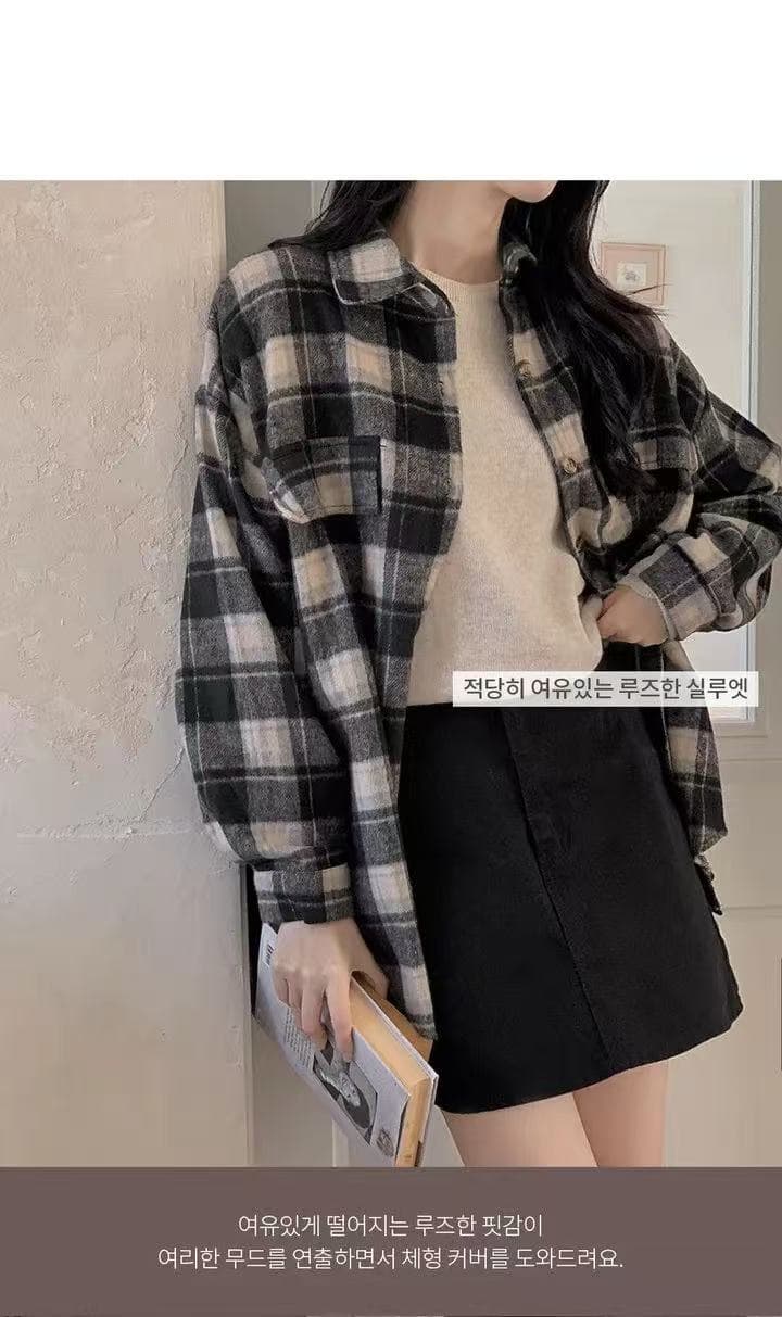한국 스타일 봄 더블 주머니 표지 셔츠 패션 모직 맨위 디자인 센스 캐주얼 루즈핏 다용도 셔츠 여성 재킷 상세 이미지 12
