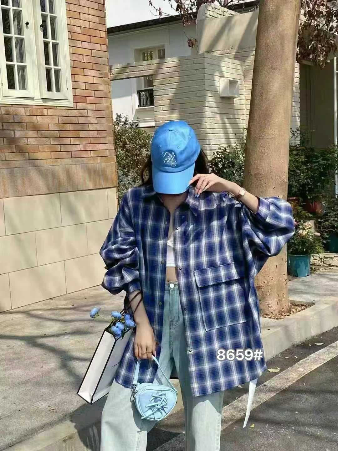 한국 스타일 가을 oversize 클래식 격자 무늬 셔츠 긴팔 루즈핏 캐주얼 자외선 차단 셔츠 여성 디자인 센스 재킷 트렌디 상세 이미지 2