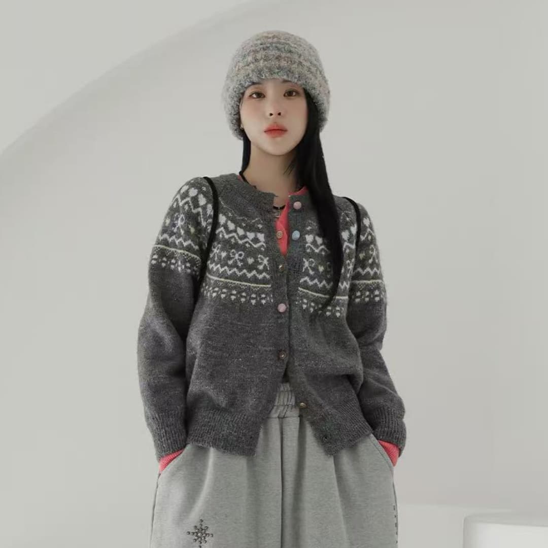 한국 스타일 가을 무지개 버클 니트 스웨터 하라주쿠 스타일 미니멀리즘 다용도 배색 나비 매듭 오픈 가디건 캐주얼 스웨터 여자 재킷 상세 이미지 3