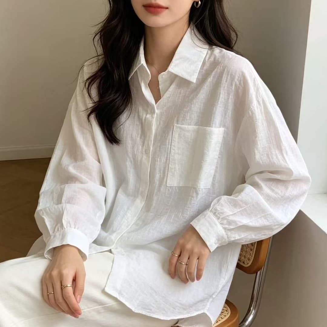 한국 스타일 여름 루즈핏 알파벳 프린트 면사 셔츠 캐주얼 하라주쿠 스타일 긴팔 미니멀리즘 자외선 차단 의류 여성 재킷 트렌디 상세 이미지 27