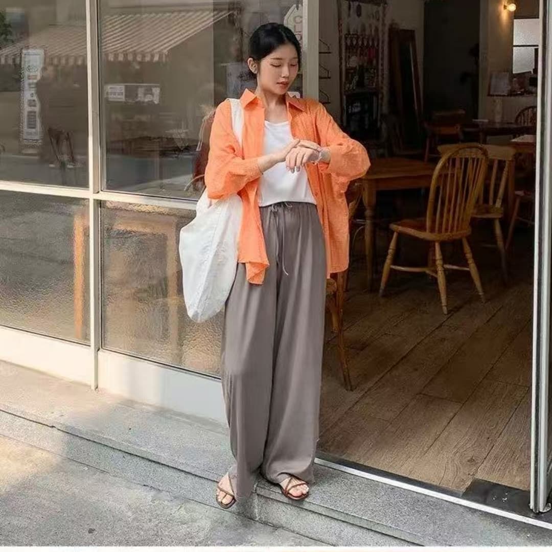 한국 스타일 여름 새로운 면사 루즈핏 클래식 격자 무늬 셔츠 chic 패션 셔츠 다용도 자외선 차단 의류 여성 코트 상세 이미지 4