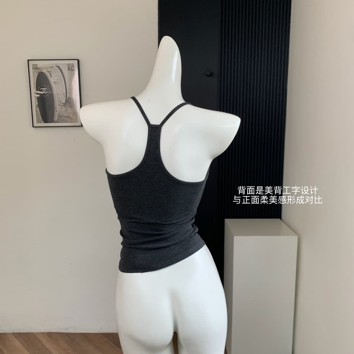 achi 대 또한 수영장 회색 리본 가슴 패드 행침 목 작은 조끼 여성 짧은 섹시함 몸매 가꾸기 단어 아름다움 뒤로 슬립 맨위 상세 이미지 14