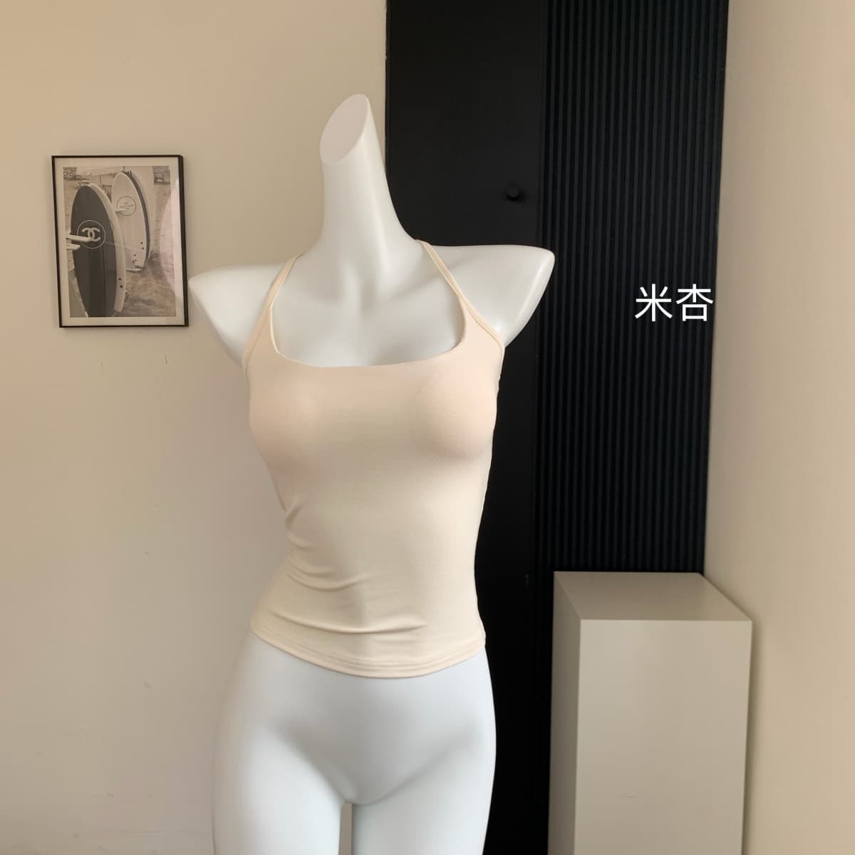 achi 대 또한 수영장 회색 리본 가슴 패드 행침 목 작은 조끼 여성 짧은 섹시함 몸매 가꾸기 단어 아름다움 뒤로 슬립 맨위 상세 이미지 3