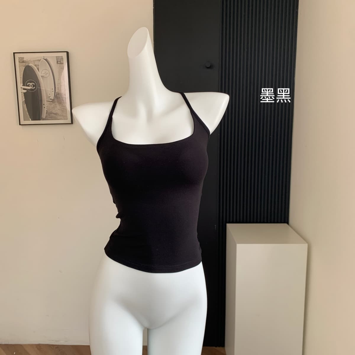 achi 대 또한 수영장 회색 리본 가슴 패드 행침 목 작은 조끼 여성 짧은 섹시함 몸매 가꾸기 단어 아름다움 뒤로 슬립 맨위 상세 이미지 7