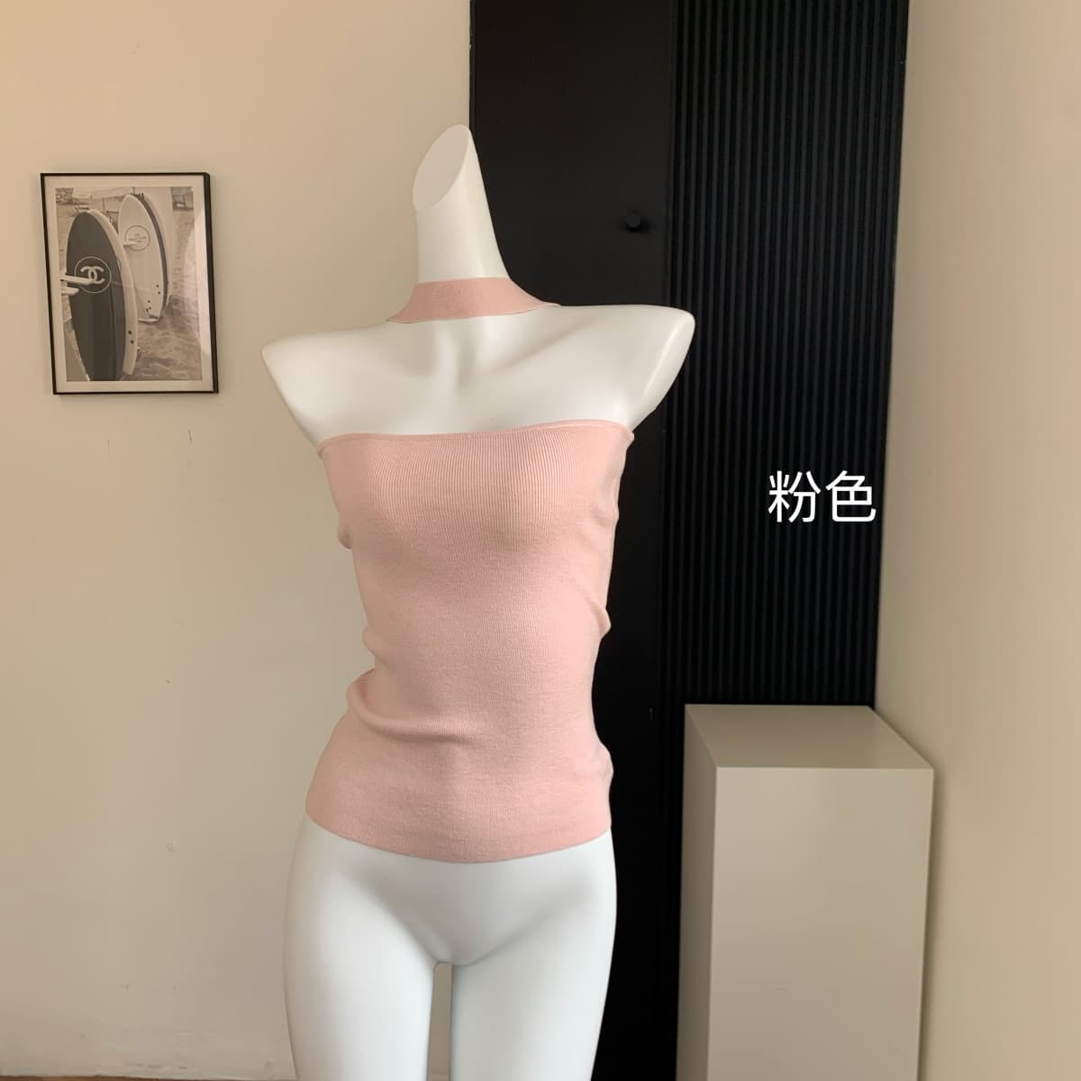 화이트 워터 여성 봄날 삼색 튜브탑 양모 행침 목 튜브탑 여성 봄 여름 디자인 센스 한 부서 chic 작은 맨위 상세 이미지 13