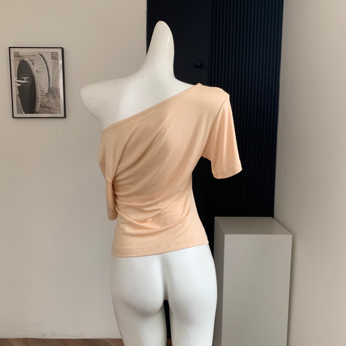 꽃 3 3 같은 단락 순수한 욕망 바람 한자 오 실크 미끄러짐 차가운 센스 루즈핏 우유 피부 반팔 대 u 칼라 티셔츠 여성 셔츠 상세 이미지 13