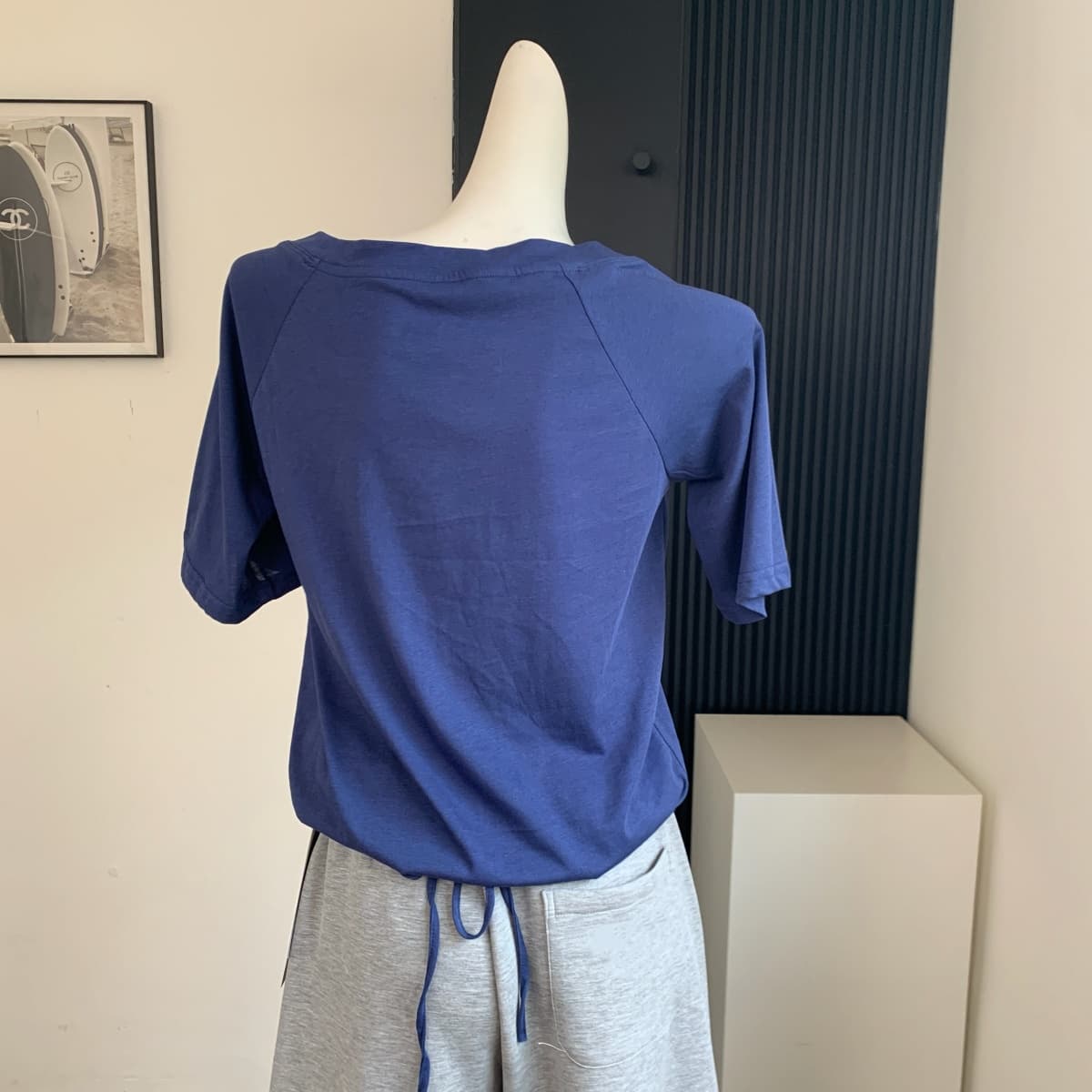 자오 이슬 생각하기 같은 단락 rifi 펌프 Pleat 쇄골 티셔츠 얇은 스타일 여름 반팔 자외선 차단 비스듬한 어깨 슬림해 보이는 블라우스 상세 이미지 5