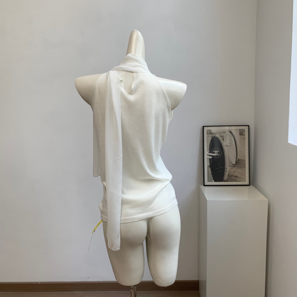 alright then 리본 스탠드 칼라 패치워크 실크 행침 목 허리 수축 모직물 조끼 상세 이미지 18