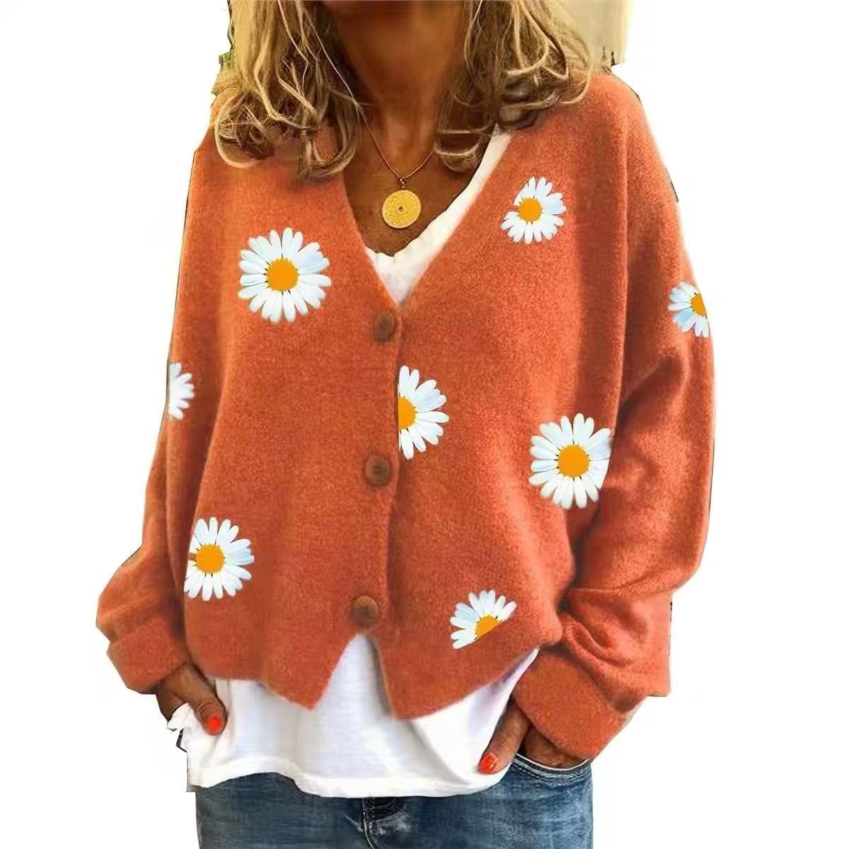 유럽과 미국 국경 간 대외 무역 새로운 여성 니트 스웨터 싱글 줄 버튼 퀴주 자수 재킷 sweater 여성 상세 이미지 2