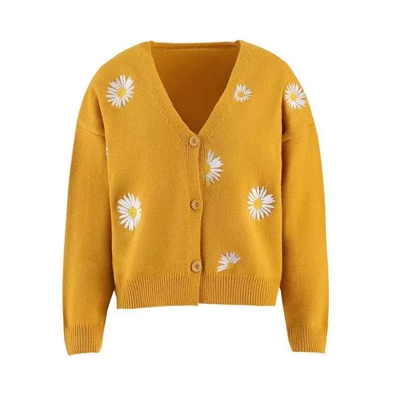 유럽과 미국 국경 간 대외 무역 새로운 여성 니트 스웨터 싱글 줄 버튼 퀴주 자수 재킷 sweater 여성 상세 이미지 5