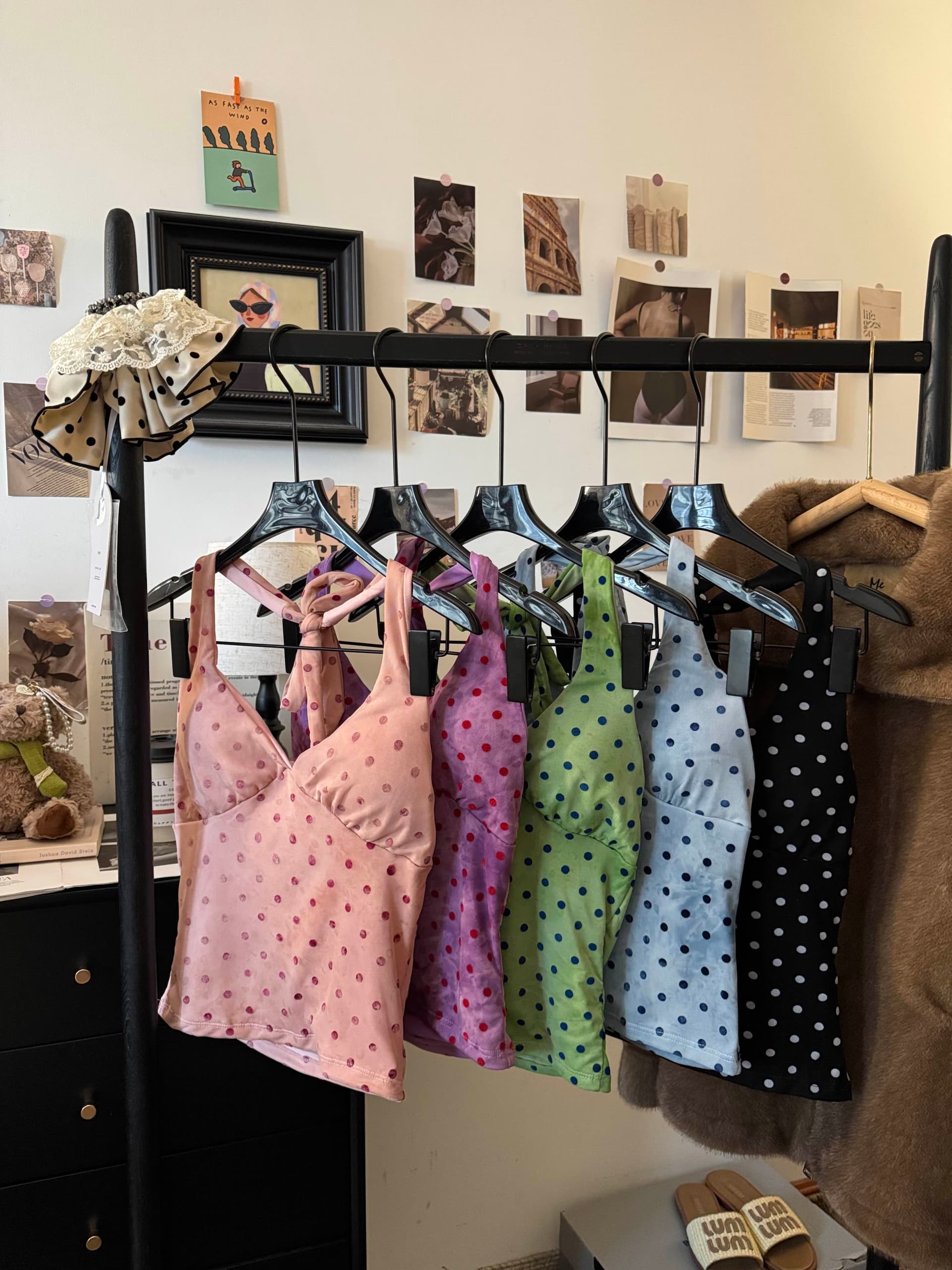 실사 정가 여름 한국 스타일 순수한 욕망 도트 무늬 행침 목 몸매 가꾸기 섹시함 만나는 슬립 외출용 조끼 맨위 여성 상세 이미지 5