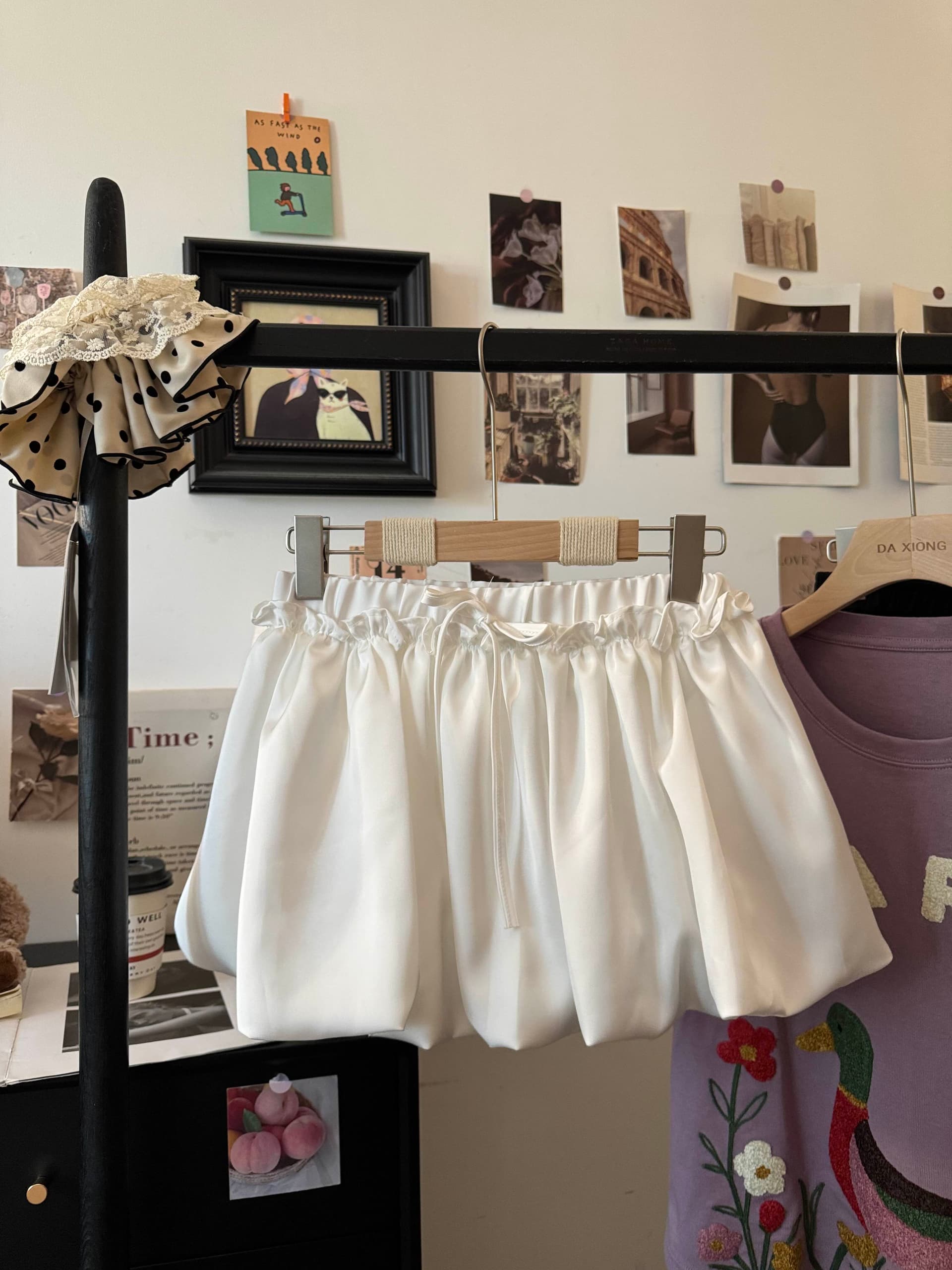 실사 여름 새로운 한 부서 chic 아세트산 광택 꽃밭 반신 스커트 프릴 레이스업 노출 방지 미니 스커트 상세 이미지 13