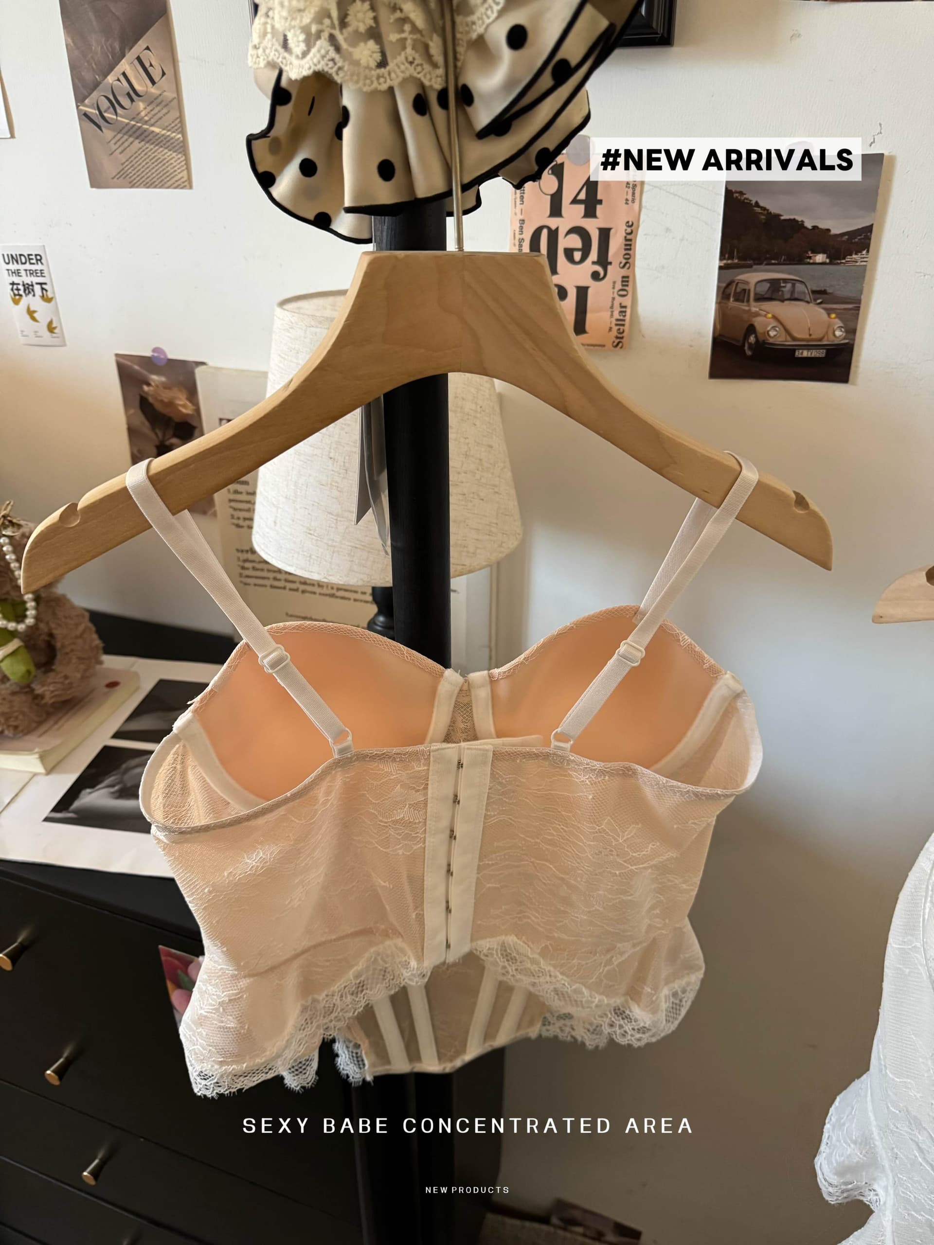 실사 여름 레이스 생선뼈 코르셋 패션 섹시함 캐미솔 벨트 가슴 패드 핫걸 맨위 여성 이미지 3
