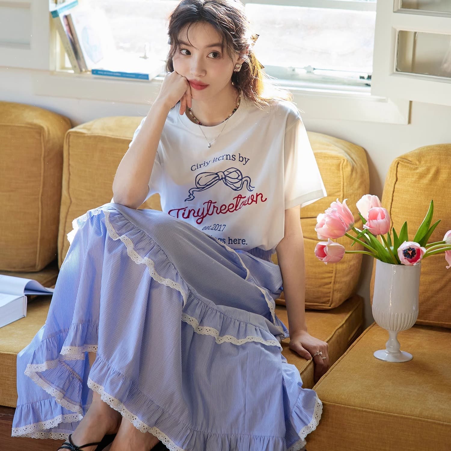 레트로 나비 매듭 영어 알파벳 프린트 이미지 5