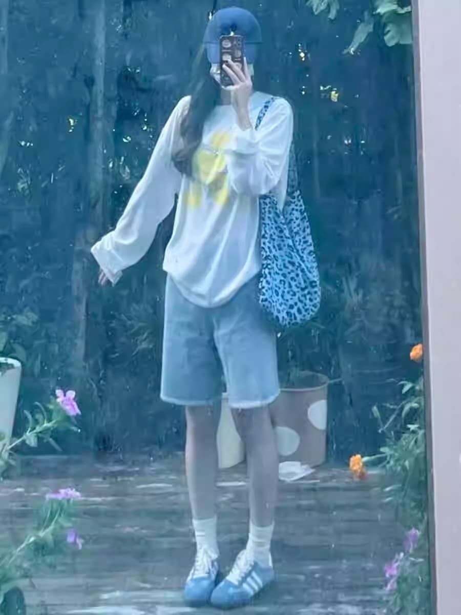 경관 그림 21 순면 210 그램 2026 년 가을 의상 새로운 다용도 긴팔 티셔츠 여성 루즈핏 맨위 프린트 이미지 2