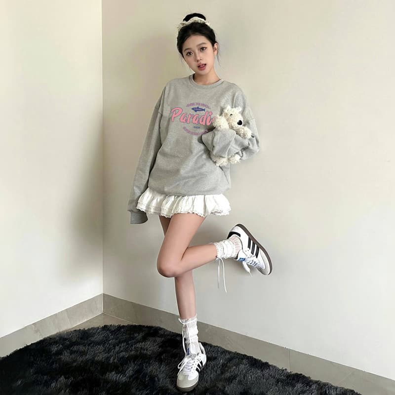 2026 한국 대외 무역 모방 Mianhua 면 복합 얇은 스타일 310g 털이 있는 400g 라운드 넥 후드티 여성 프린트 국경 간 상세 이미지 8