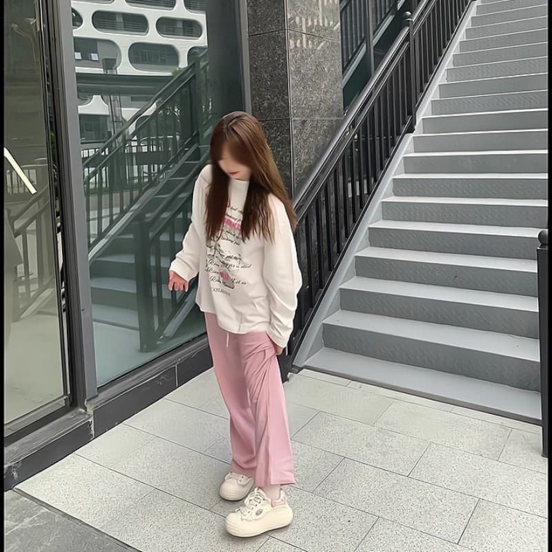 경관 그림 21 순면 210 그램 가을 의상 긴팔 티셔츠 여성 루즈핏 맨위 프린트 이미지 5