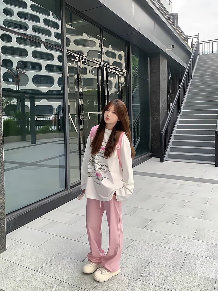 경관 그림 21 순면 210 그램 가을 의상 긴팔 티셔츠 여성 루즈핏 맨위 프린트 상세 이미지 4