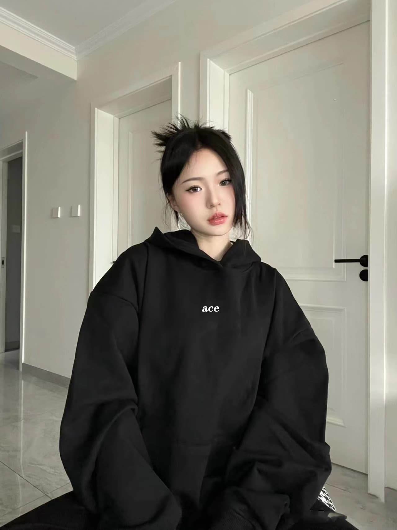 2026 한국 대외 무역 모방 Mianhua 면 복합 얇은 스타일 310g 털이 있는 400g 후드 티 스웨터 여성 가을 겨울 이미지 4