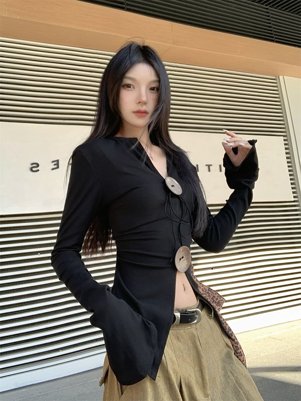 실사 40 순면 210 그램 92 면 8 암모니아 Lun 2026 봄 드레스 긴팔 티셔츠 여성 상세 이미지 15