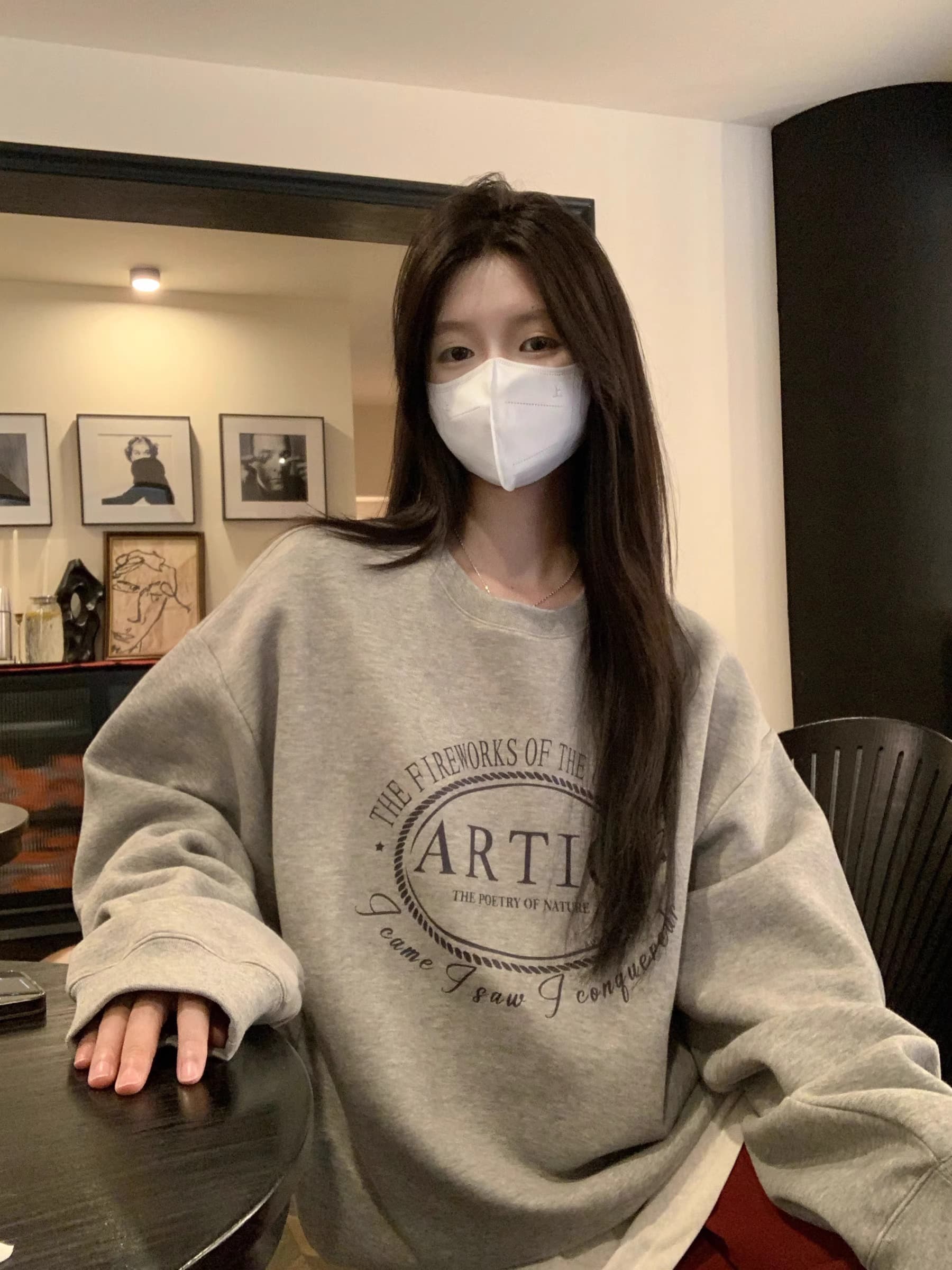 경관 그림 정가 모방 Mianhua 면 복합 얇은 스타일 310g 털이 있는 400g 라운드 넥 후드티 여성 프린트 국경 간 상세 이미지 2