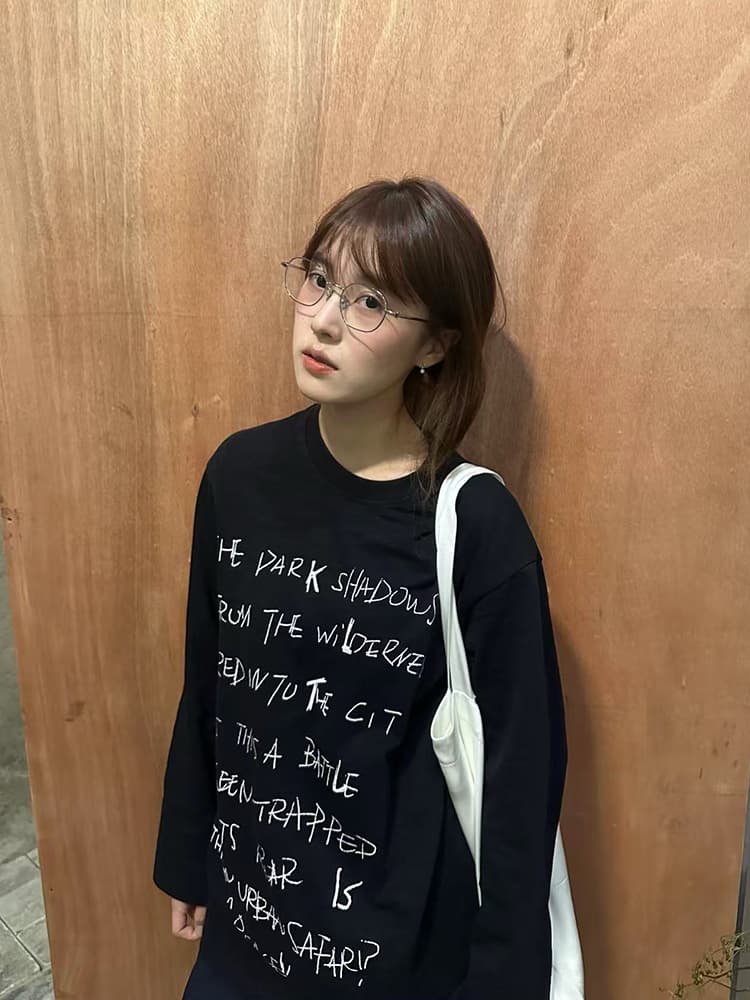 경관 그림 21 순면 210 그램 2026 년 가을 의상 새로운 다용도 긴팔 티셔츠 여성 루즈핏 맨위 프린트 상세 이미지 7