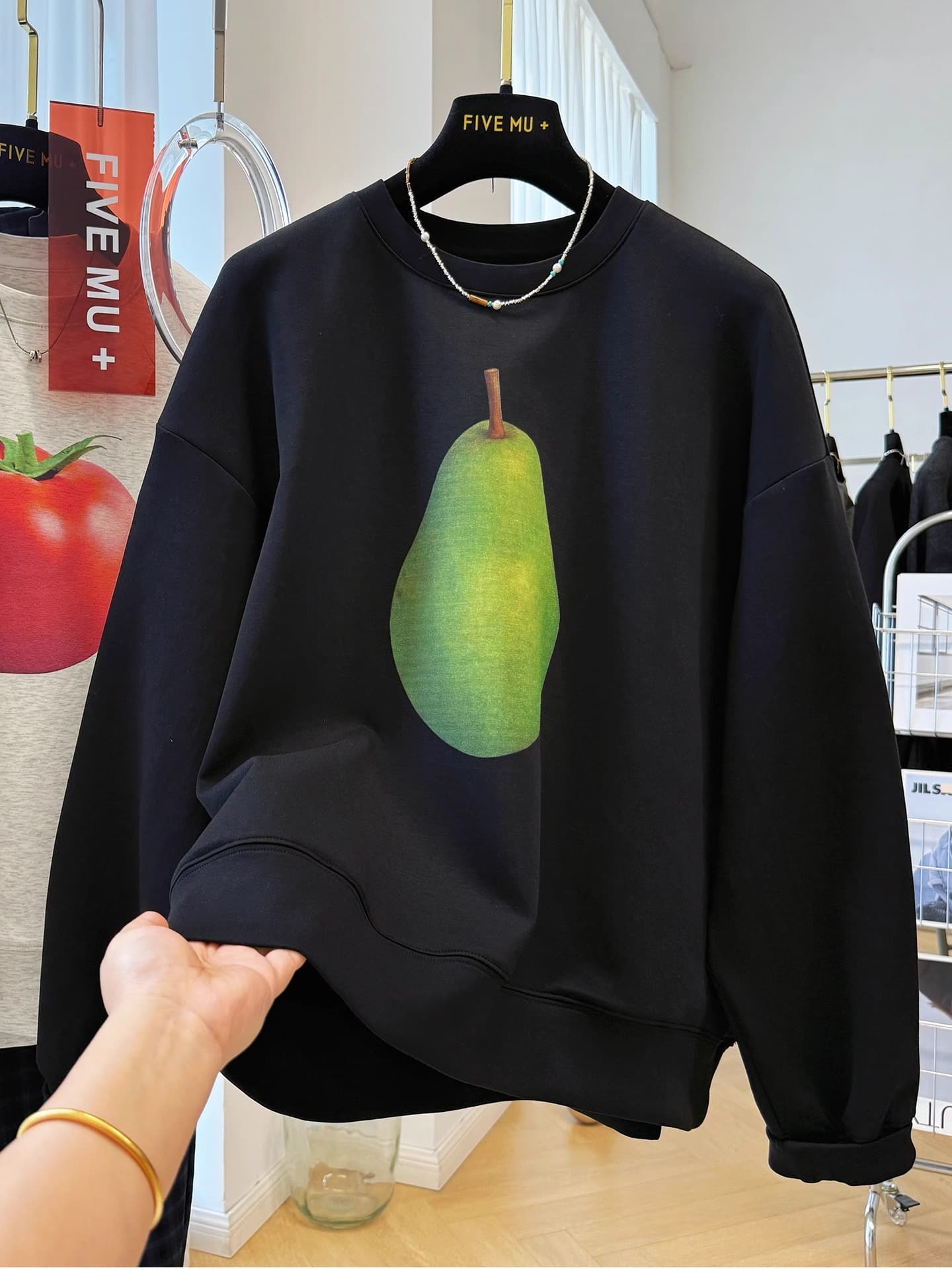 경관 그림 모방 Mianhua 면 복합 얇은 스타일 310g 털이 있는 400g 라운드 넥 후드티 여성 프린트 국경 간 이미지 4