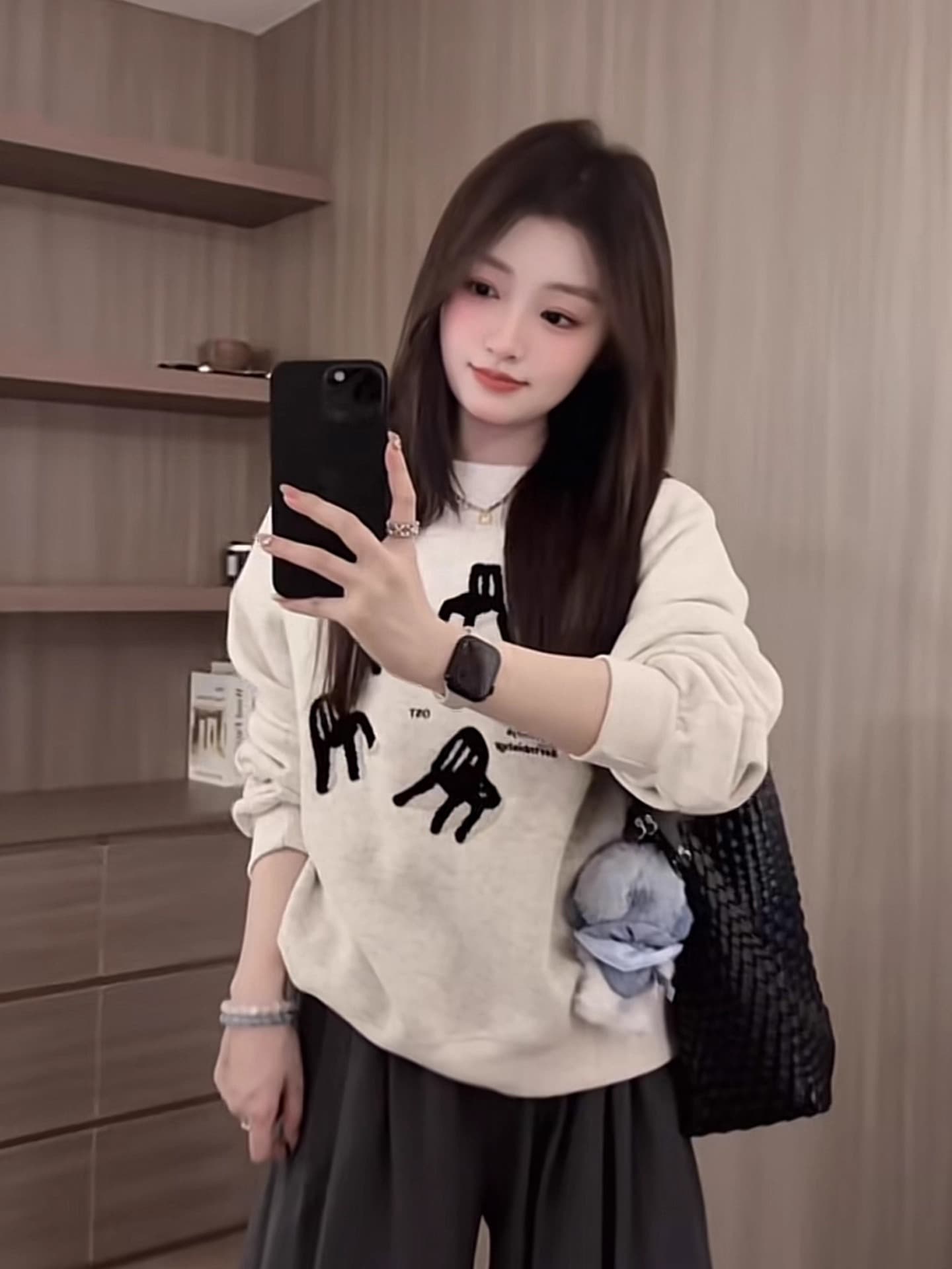 경관 그림 정가 후아 면 칫솔질 자수 벤치 후드티 여성 한 부서 ins 바람 자수 섹션 이미지 2