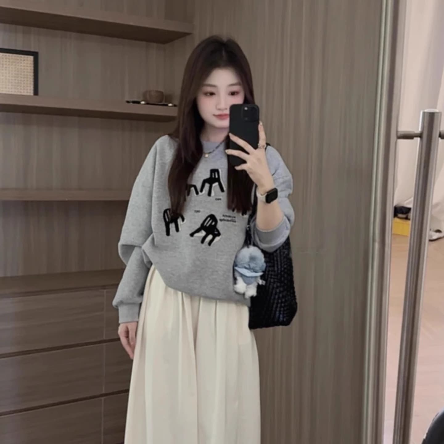 경관 그림 정가 후아 면 칫솔질 자수 벤치 후드티 여성 한 부서 ins 바람 자수 섹션 이미지 5