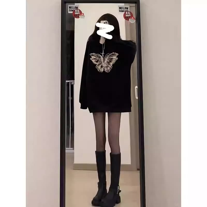 경관 그림 후아 면 복합 얇은 스타일 310g 털이 있는 400g 후드 티 스웨터 여성 가을 겨울 의류 이미지 2