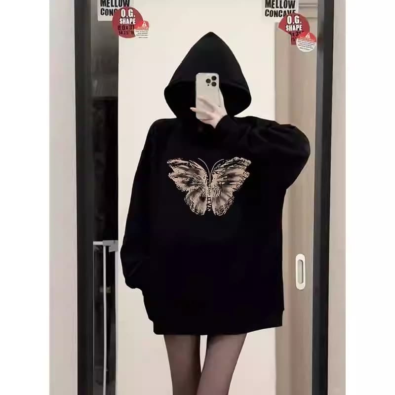 경관 그림 후아 면 복합 얇은 스타일 310g 털이 있는 400g 후드 티 스웨터 여성 가을 겨울 의류 상세 이미지 6