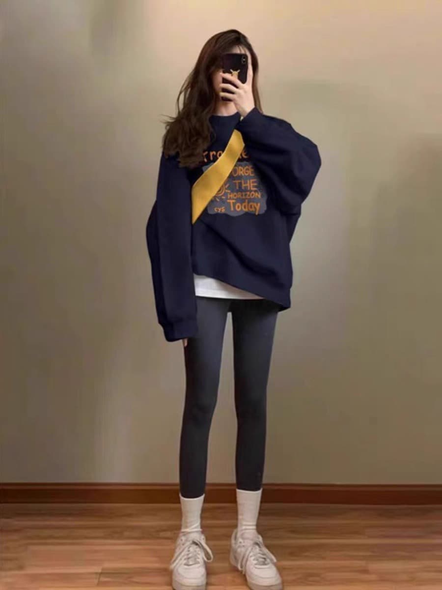 경관 그림 후아 면 복합 얇은 스타일 310g 털이 있는 400g 가을 겨울 의류 라운드 넥 후드티 여성 프린트 대외 무역 이미지 4
