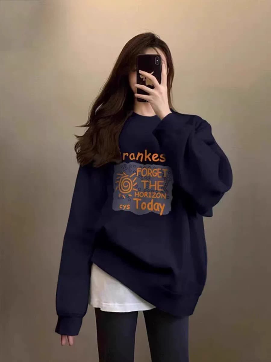 경관 그림 후아 면 복합 얇은 스타일 310g 털이 있는 400g 가을 겨울 의류 라운드 넥 후드티 여성 프린트 대외 무역 상세 이미지 3