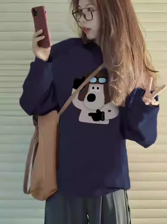 경관 그림 후아 면 복합 얇은 스타일 털이 있는 가을 겨울 의류 털이 있는 라운드 넥 후드티 여성 프린트 아기 플러시 상세 이미지 4