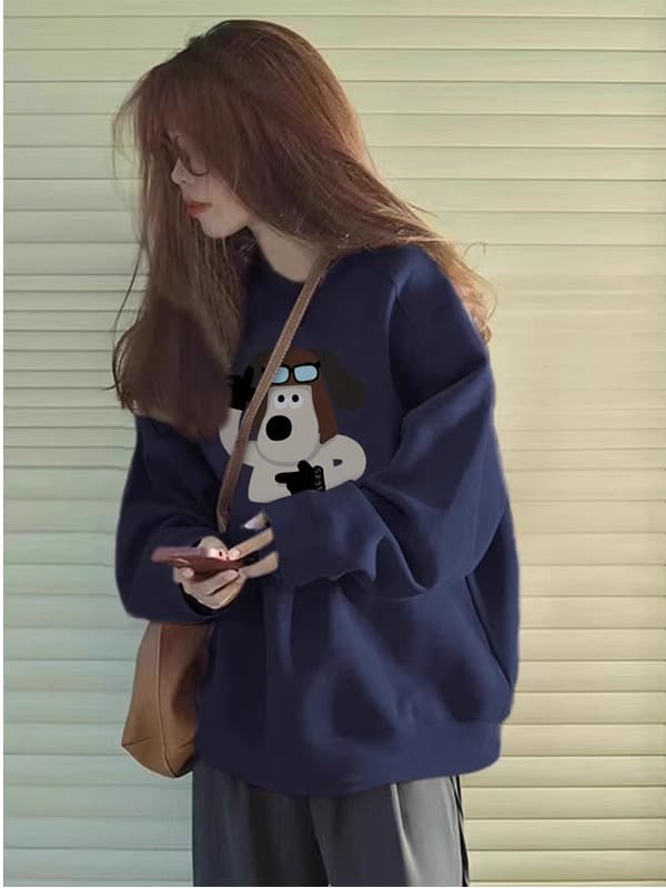 경관 그림 후아 면 복합 얇은 스타일 털이 있는 가을 겨울 의류 털이 있는 라운드 넥 후드티 여성 프린트 아기 플러시 상세 이미지 7