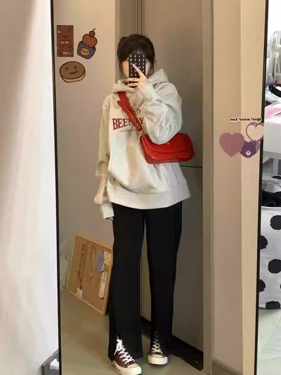 경관 그림 후아 면 복합 얇은 스타일 310g- 털이 있는 400g 털이 있고 두꺼운 후드티 소녀 까마귀 이미지 4