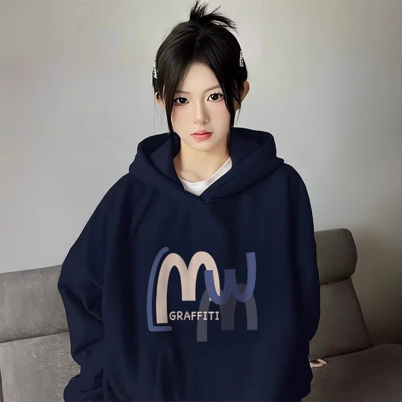 경관 그림 후아 면 복합 얇은 스타일 310g- 털이 있는 400g 털이 있고 두꺼운 후드티 소녀 까마귀