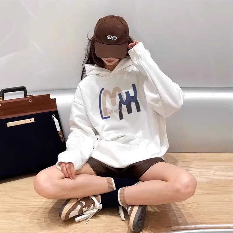경관 그림 후아 면 복합 얇은 스타일 310g- 털이 있는 400g 털이 있고 두꺼운 후드티 소녀 까마귀 이미지 4