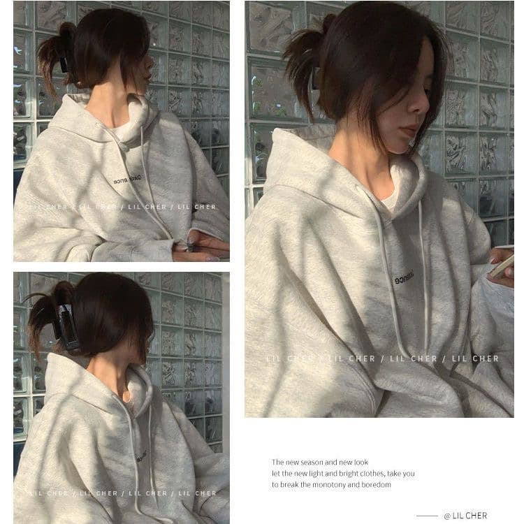 경관 그림 후아 면 복합 얇은 스타일 310g- 털이 있는 400g 털이 있고 두꺼운 후드티 소녀 까마귀 상세 이미지 5