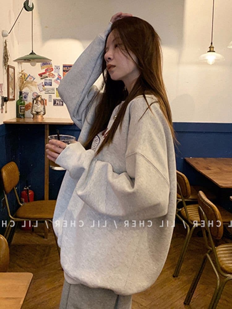 경관 그림 후아 면 복합 얇은 스타일 털이 있는 가을 겨울 의류 털이 있는 라운드 넥 후드티 여성 프린트 아기 플러시 상세 이미지 5