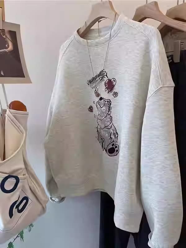경관 그림 후아 면 복합 얇은 스타일 털이 있는 가을 겨울 의류 털이 있는 라운드 넥 후드티 여성 프린트 아기 플러시 상세 이미지 4