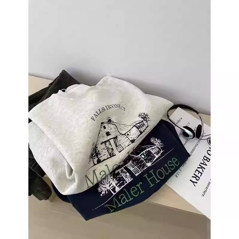 경관 그림 후아 면 복합 얇은 스타일 털이 있는 가을 겨울 의류 털이 있는 라운드 넥 후드티 여성 프린트 아기 플러시 상세 이미지 4
