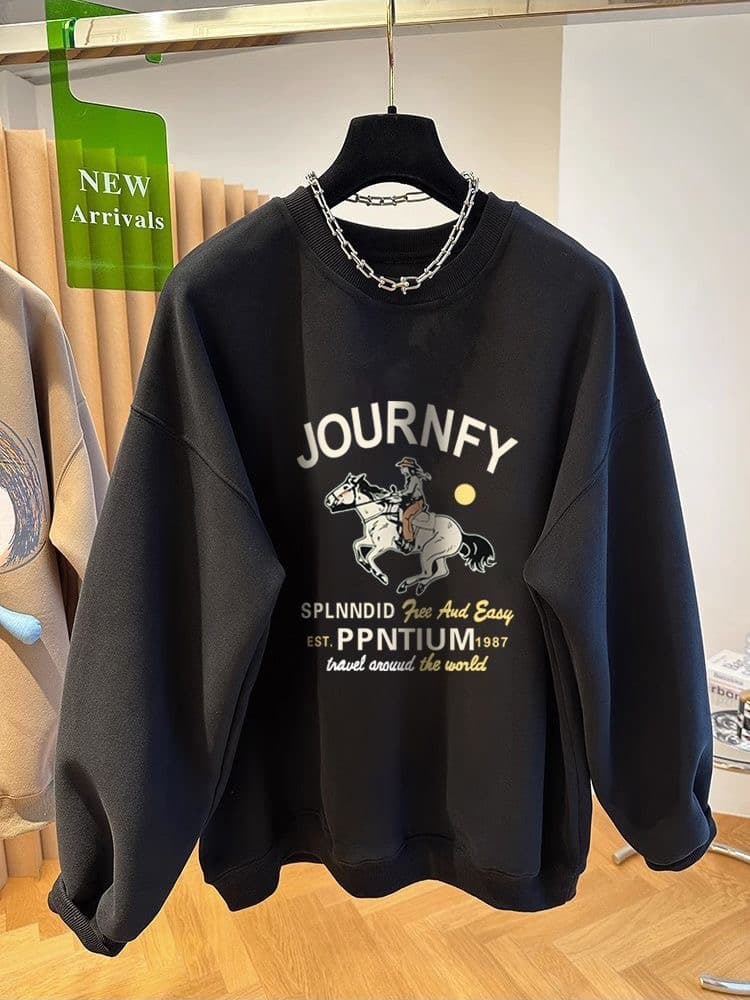 경관 그림 후아 면 복합 얇은 스타일 털이 있는 가을 겨울 의류 털이 있는 라운드 넥 후드티 여성 프린트 아기 플러시 상세 이미지 5