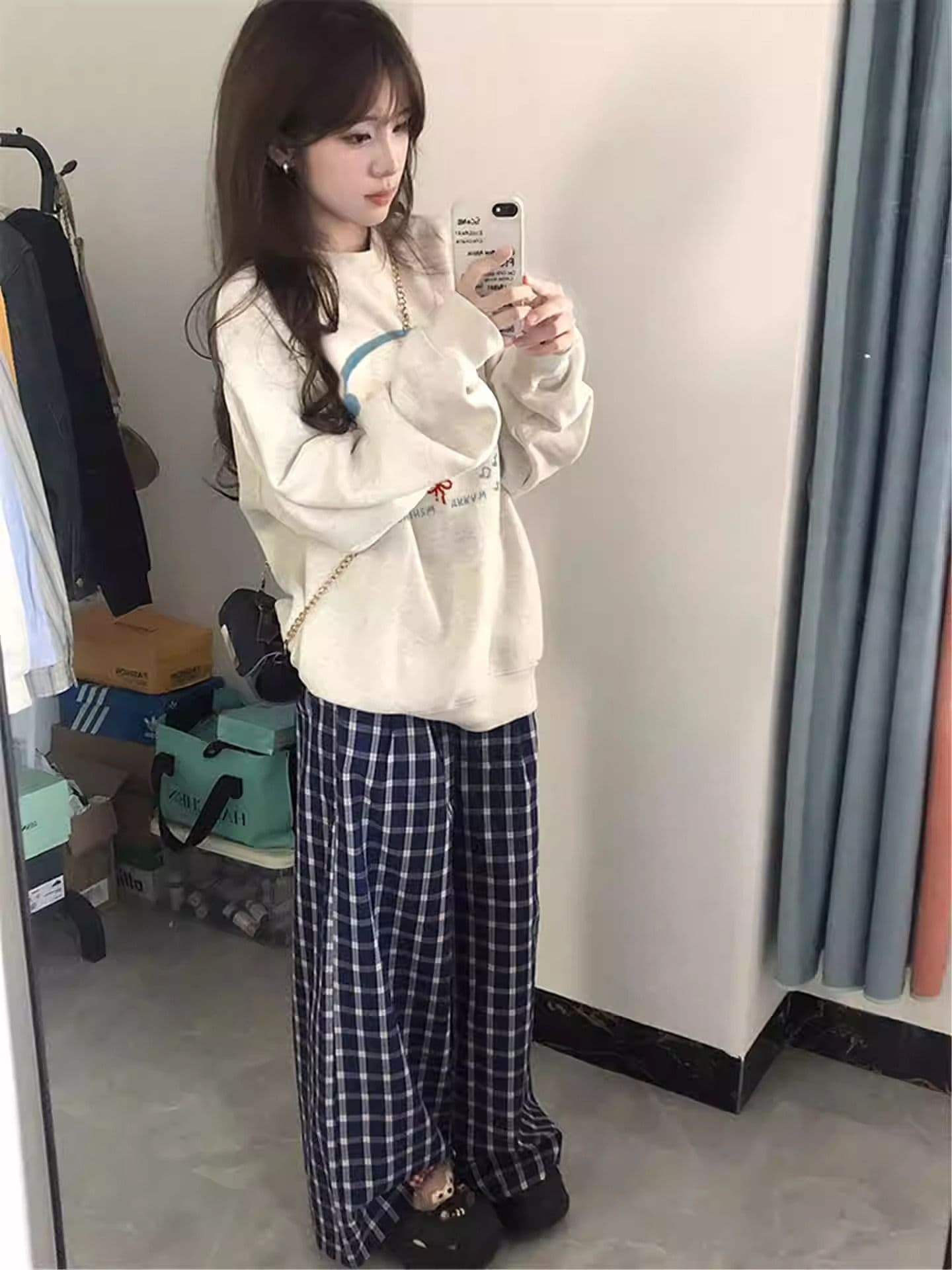경관 그림 후아 면 복합 얇은 스타일 털이 있는 가을 겨울 의류 털이 있는 라운드 넥 후드티 여성 프린트 아기 플러시 이미지 2