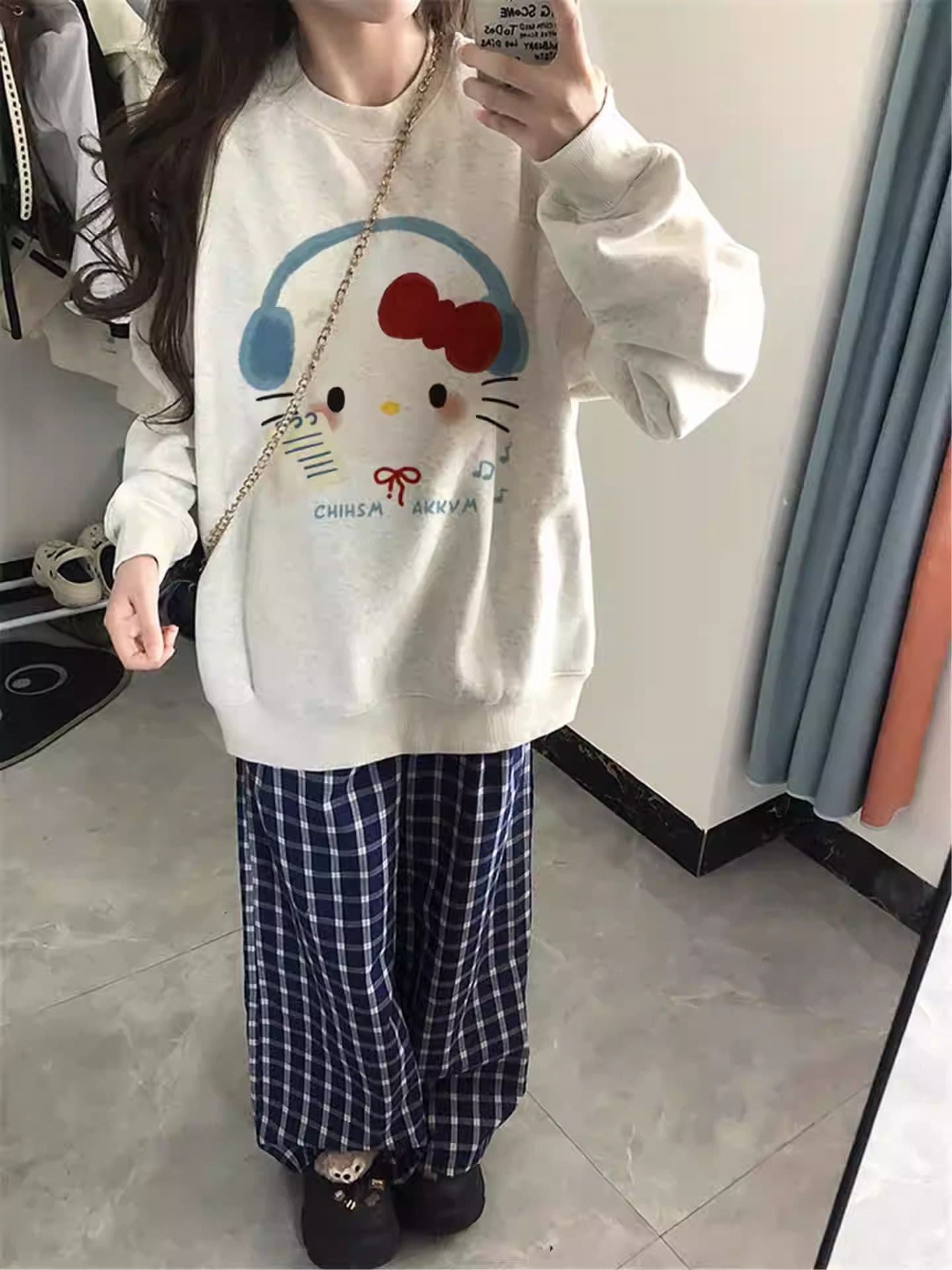 경관 그림 후아 면 복합 얇은 스타일 털이 있는 가을 겨울 의류 털이 있는 라운드 넥 후드티 여성 프린트 아기 플러시 상세 이미지 5