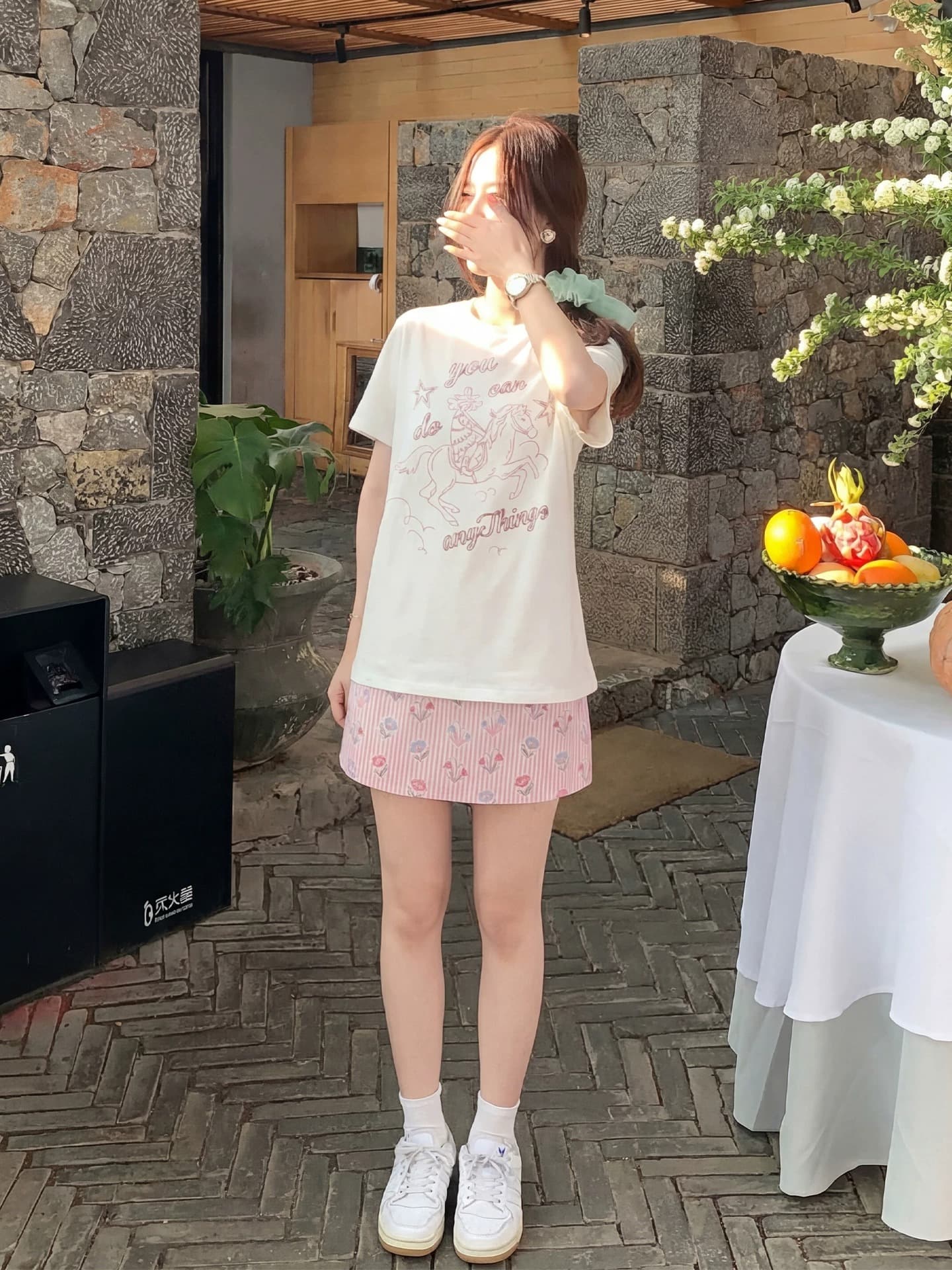한 부서 순면 기본 셔츠 여름 새로운 느긋한 루즈핏 만화 프린트 라운드 넥 반팔 빅 사이즈 여성 의류 티셔츠 이미지 3