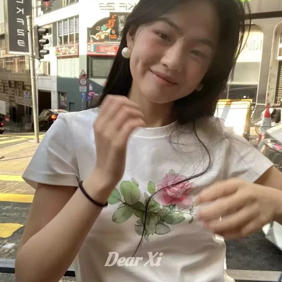 2026 년 한국 대외 무역 주문 패션 캐주얼 92 면 8 암모니아 Lun 긍정적 인 어깨 반팔 티셔츠 여성 프린트 상세 이미지 4